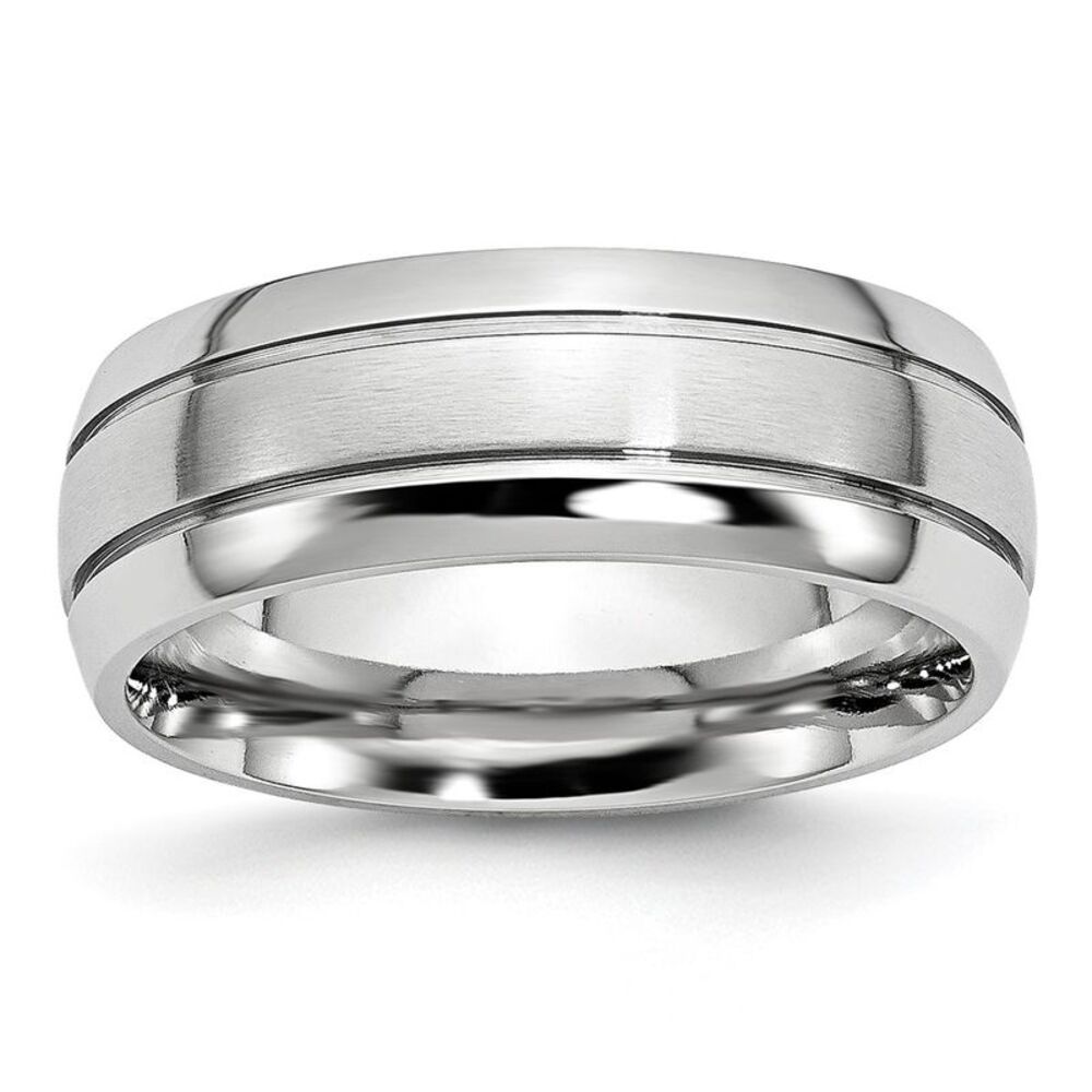 Chisel Cobalt Polished & Satin Grooved 8mm Band - image 1
